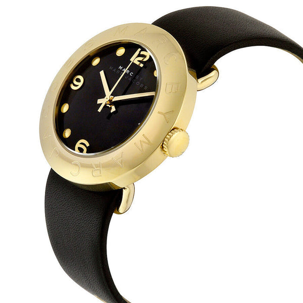 Marc Jacobs Amy Black Dial Leather Strap 37mm Ladies Watch MBM1154