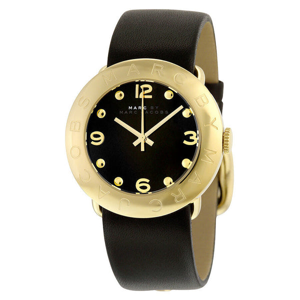 Marc Jacobs Amy Black Dial Leather Strap 37mm Ladies Watch MBM1154