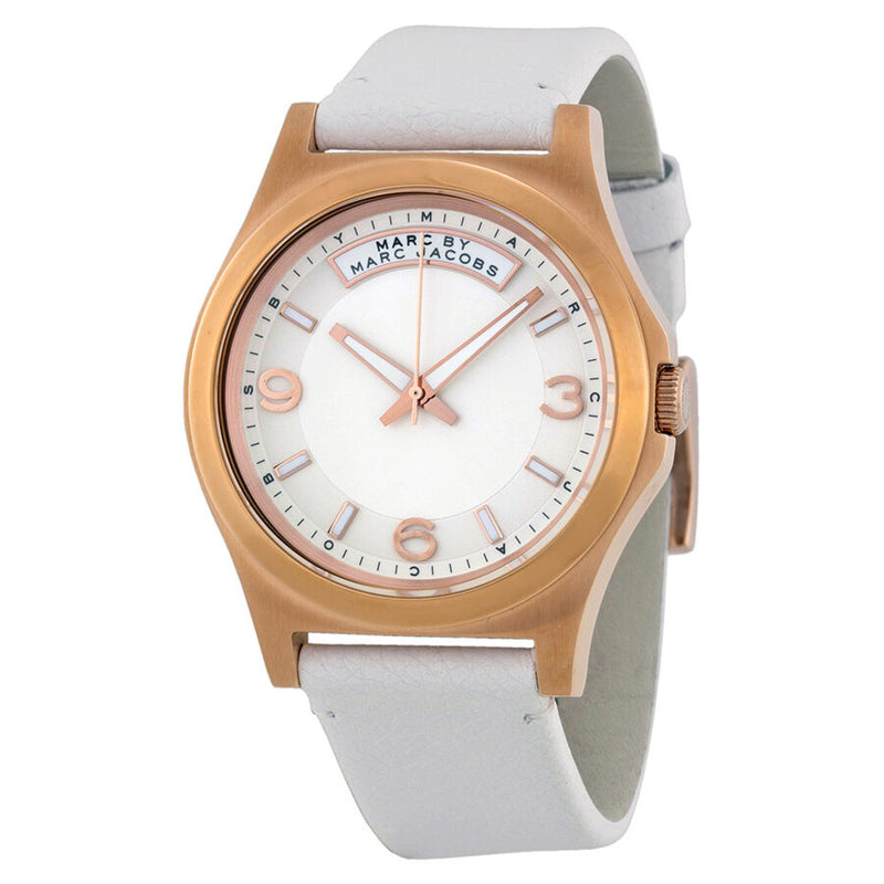 Marc by Marc Jacobs Baby Dave Ivory Dial White Leather Unisex Watch MBM1260 - BigDaddy Watches