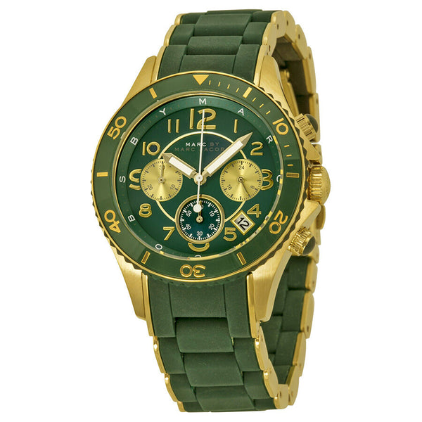 Marc by Marc Jacobs Rock Chronograph Teal Dial Teal Rubber Ladies Watch MBM2597 - BigDaddy Watches