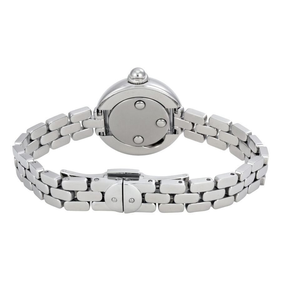 Marc Jacobs Courtney watch viewed from back showing case back and full link bracelet