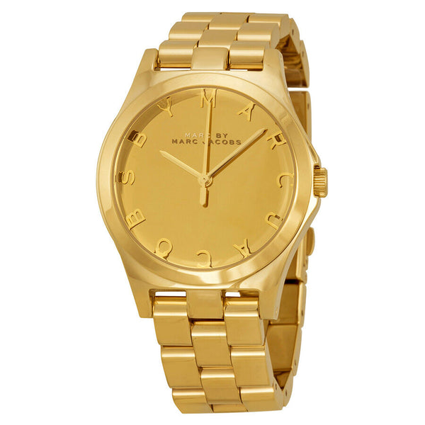 Marc by Marc Jacobs Henry Glossy Gold Dial Gold-Tone Stainless Steel Ladies Watch MBM3211 - BigDaddy Watches