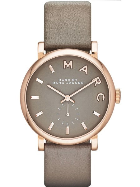 Marc by Marc Jacobs Baker Grey Dial Gravel Gray Leather Ladies Watch MBM1318