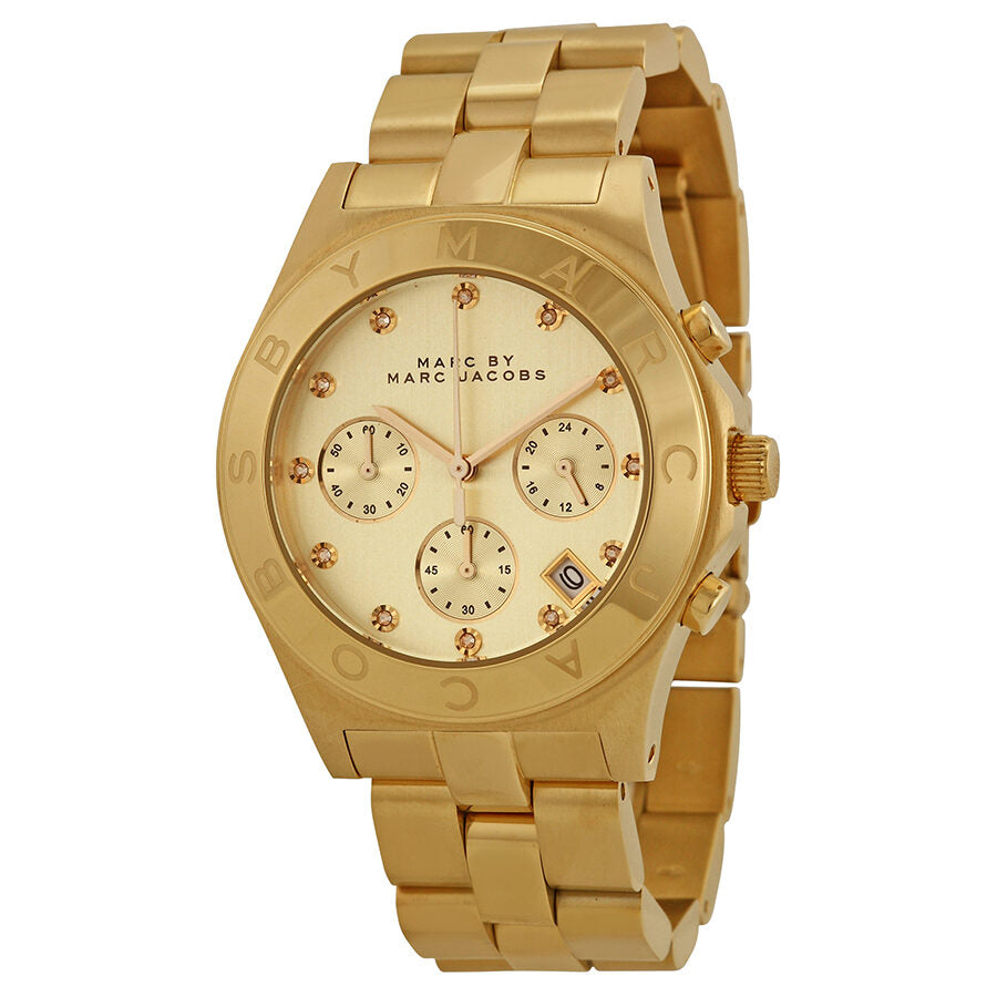 Marc By Marc Jacobs Blade Chronograph Gold Dial Gold Tone Watch MBM3101 (Pre-Owned)