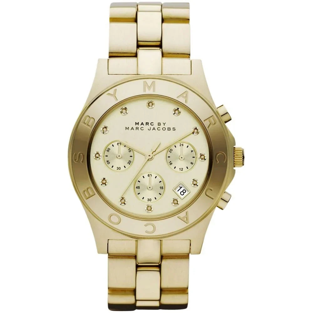 Marc By Marc Jacobs Blade Chronograph Gold Dial Gold Tone Watch MBM3101 (Pre-Owned)