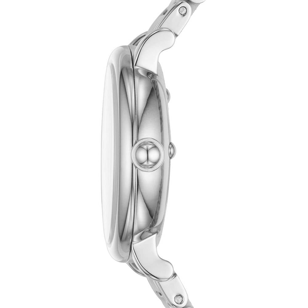Side profile of Marc Jacobs MJ3525 watch showing thin case and stainless-steel bracelet