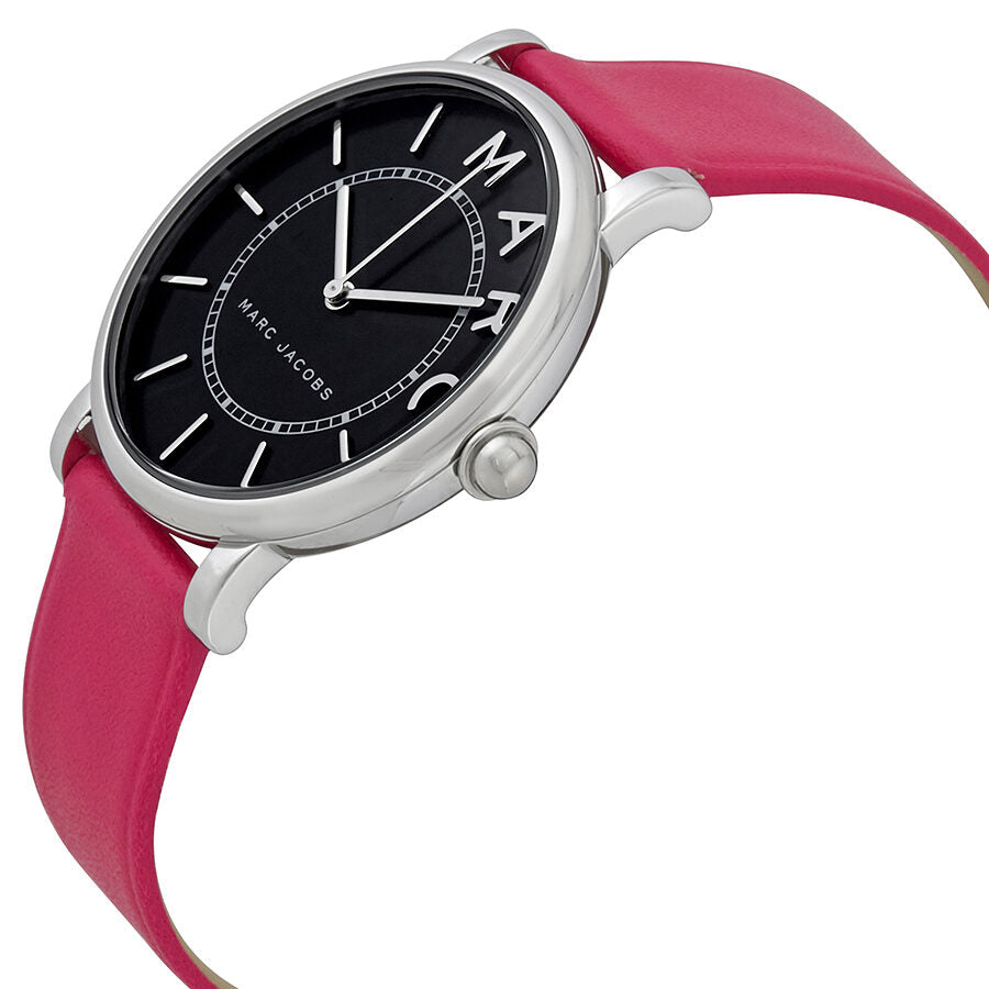 Marc Jacobs Roxy Black Dial Pink Leather Silver Watch MJ1535