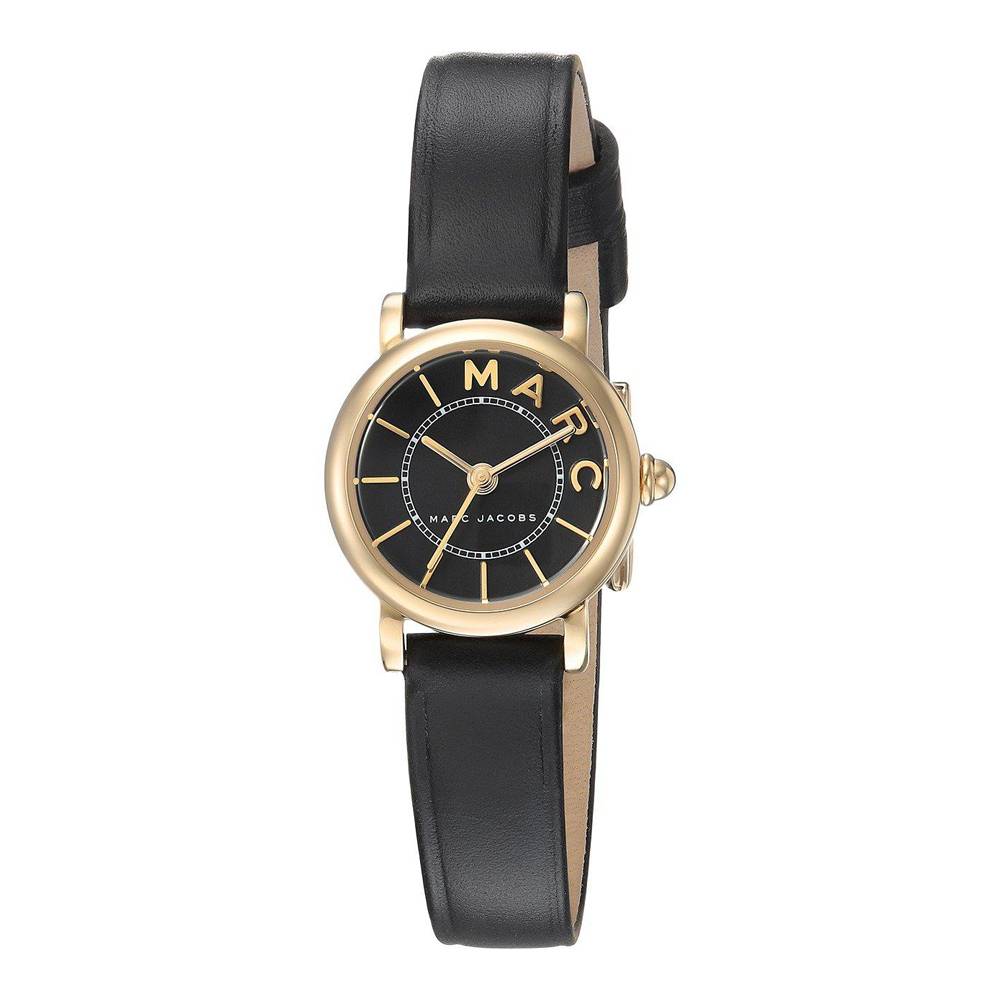 Marc By Marc Jacobs Classic Black Dial Black Leather Gold Tone Watch MJ1585