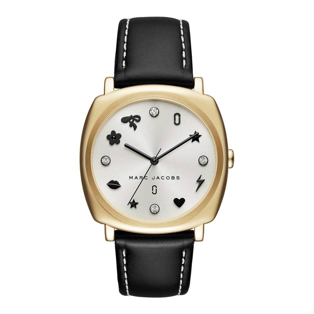 Marc Jacobs Mandy White Dial Black Leather Gold Watch MJ1564