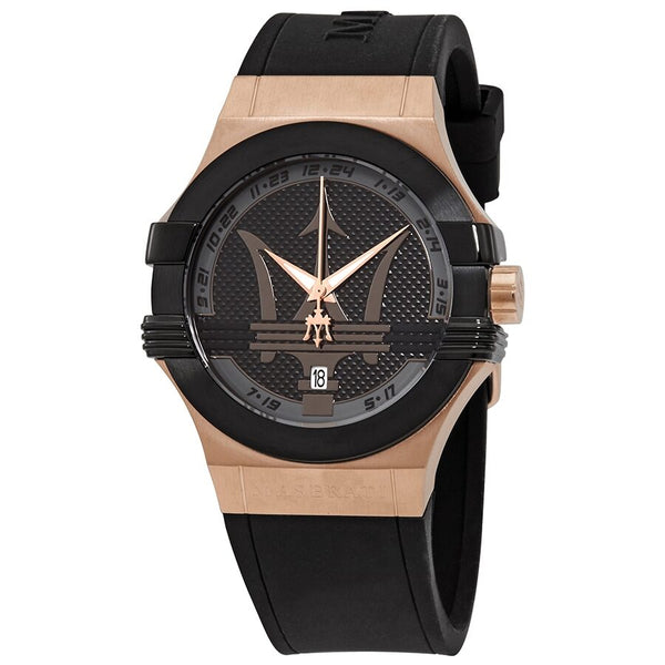 Maserati Potenza Black Dial Rubber Strap Men's Watch R8851108002