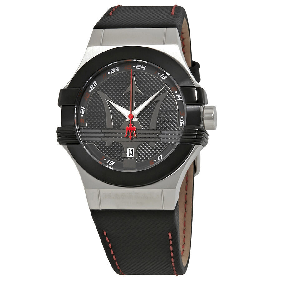 Maserati Potenza Black Dial Black Leather Men's Watch R8851108001