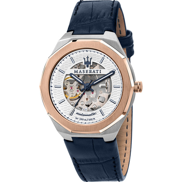 Maserati Stile Automatic Blue Leather Strap Men's Watch  R8821142001 - Big Daddy Watches