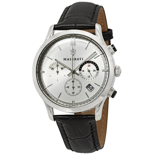 Maserati Ricordo Silver Dial Black Leather Men's Watch R8871633001 - BigDaddy Watches