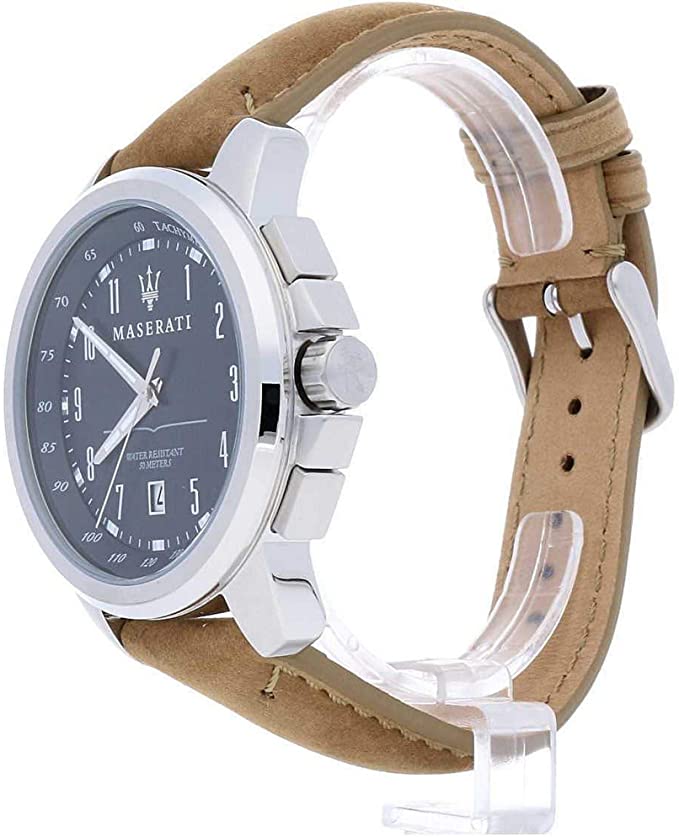 Maserati Successo Black Dial Beige Leather Men’s Watch R8851121004 - Watch