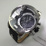 Diesel Little Daddy DZ7256 316L grey stainless steel & genuine leather strap 3ATM (30m) water resistant Japan movements with a chronograph and date function
