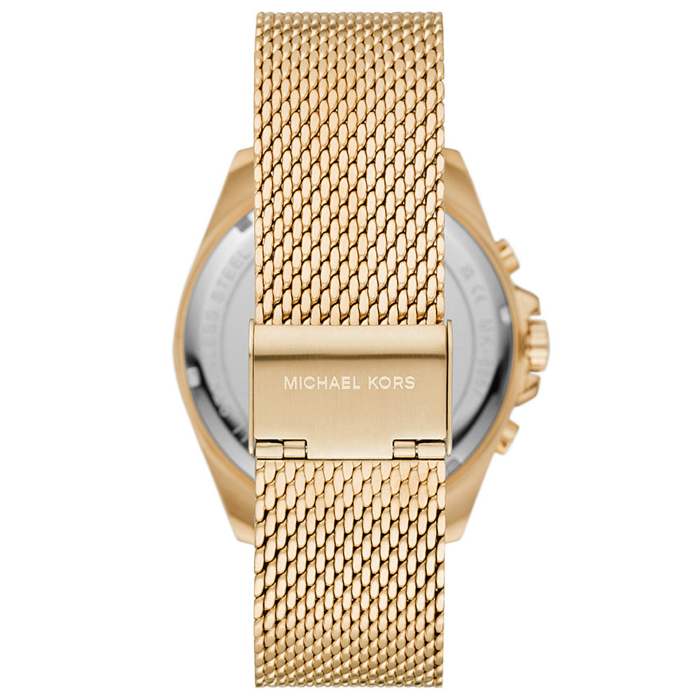 Michael Kors Brecken watch caseback with mesh strap and engraved Michael Kors branding