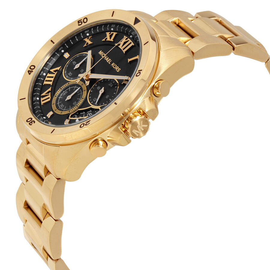 Michael Kors Brecken watch angled view showing side profile and chronograph subdials
