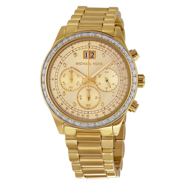 MICHAEL KORS Brinkley Chronograph Gold Dial Ladies Watch MK6187