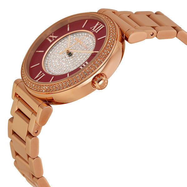 MICHAEL KORS Caitlin Red Crystal-set Dial Rose Gold-plated Ladies Watch MK3377