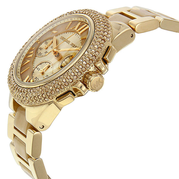Michael Kors Camille Chronograph Champagne Dial Gold-tone and Horn Acetate Ladies Watch MK5902 - BigDaddy Watches #2