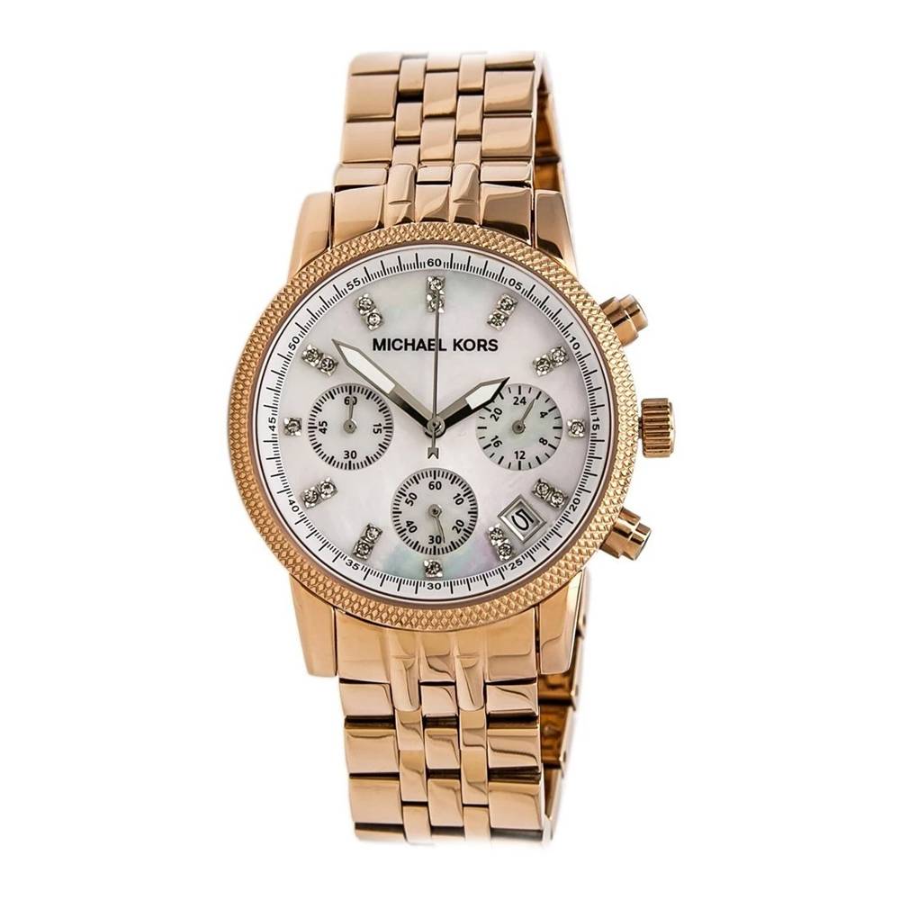 Michael Kors Chronograph Rose Gold Ladies Watch  MK5026 - The Watches Men & CO
