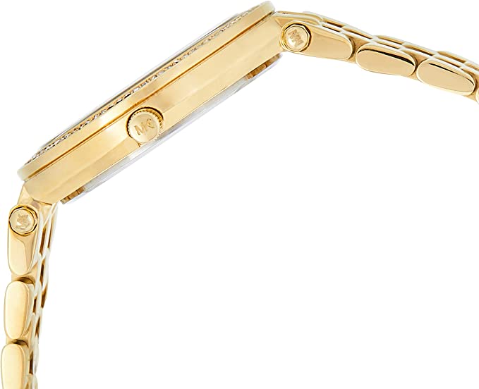 Side view of Michael Kors Darci watch showing case profile and crystal bezel
