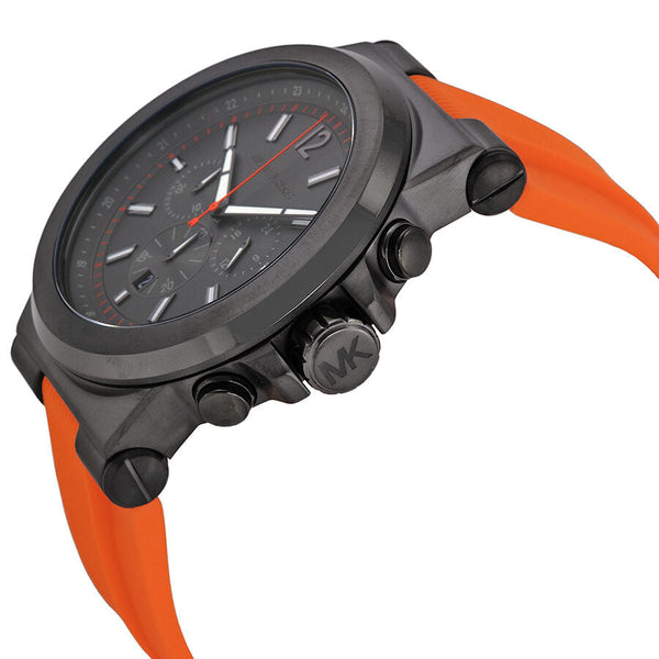Michael Kors Dylan Chronograph Gunmetal Dial Gunmetal IP Orange Rubber Men's Watch MK8296 - BigDaddy Watches #2