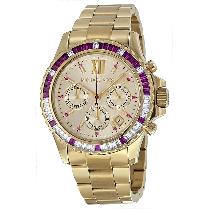 Michael Kors Everest Chronograph Champagne Dial Gold-tone Ladies Watch - BigDaddy Watches