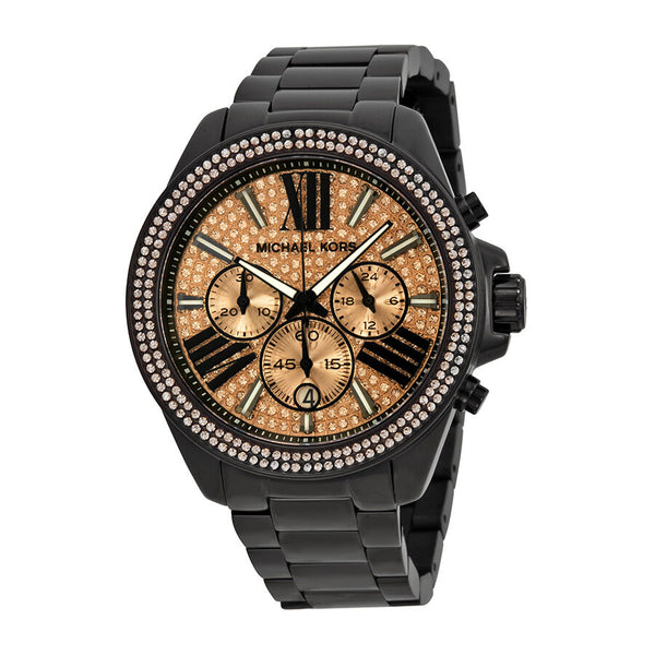 Michael Kors Everest  Chronograph Rose Dial Black Ion-plated Ladies Watch MK5879 - BigDaddy Watches