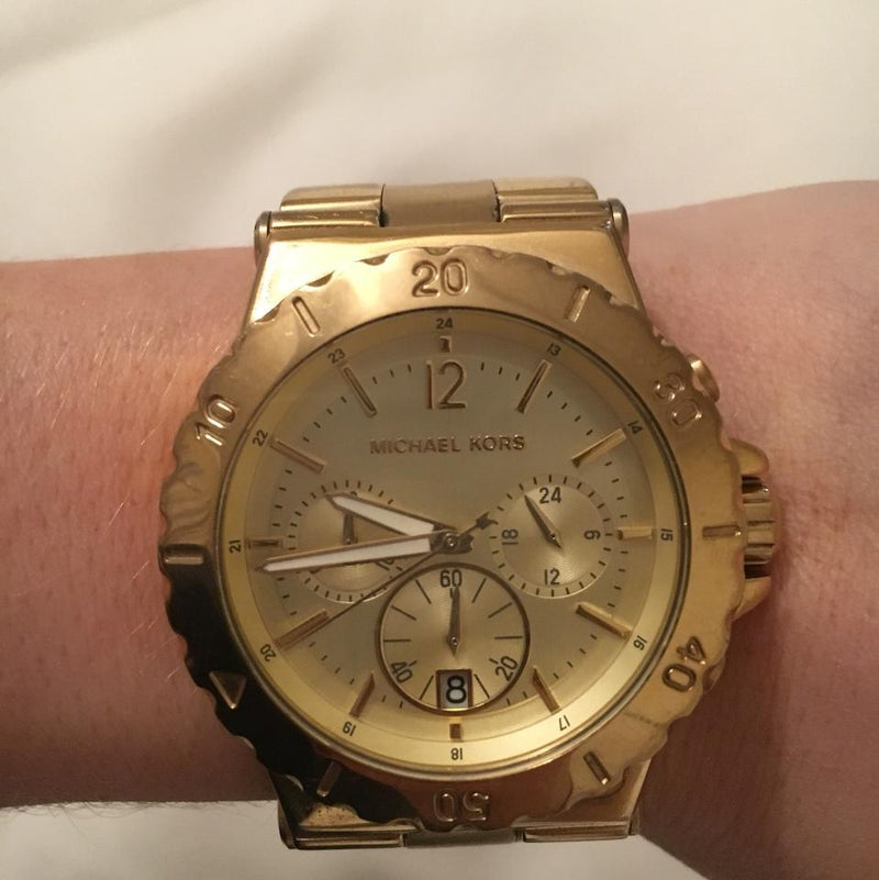Michael Kors Chronograph Champagne Dial Ladies Watch MK5313 Water resistance: 100 meters / 330 feet Movement: Quartz  