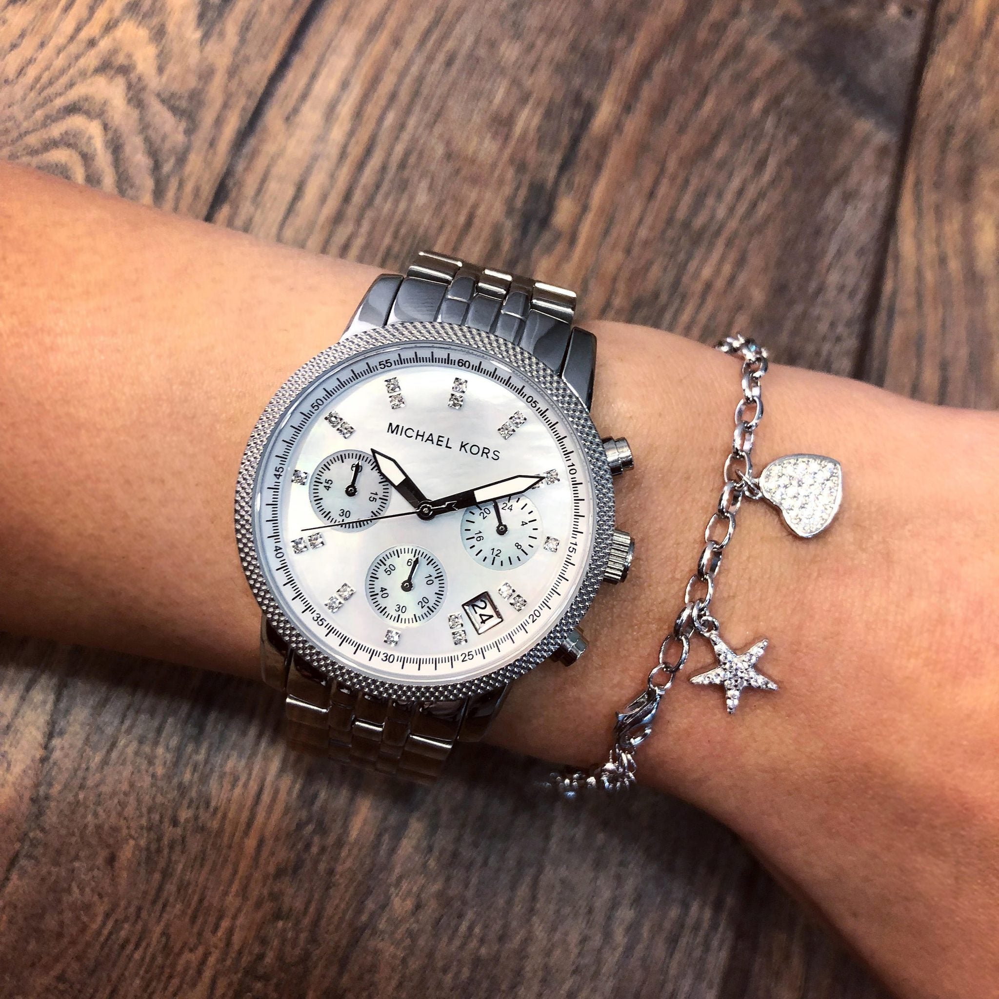 Michael Kors Jet Set Chronograph Mother of Pearl Dial Ladies Watch MK5020 - The Watches Men & CO #3