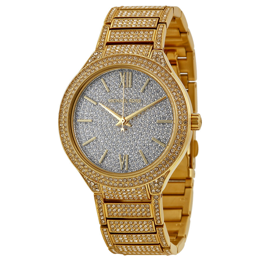 Michael Kors Kerry crystal pave dial gold-tone women's watch with matching bracelet
