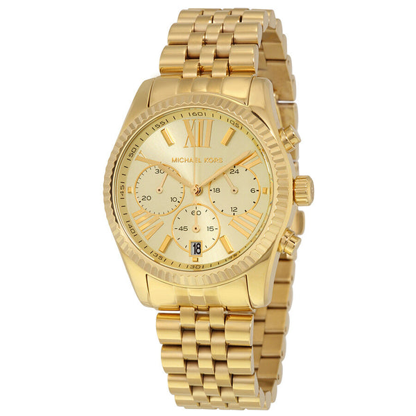 Michael Kors Lexington Chrono Champagne Dial Gold Ladies Watch MK5556