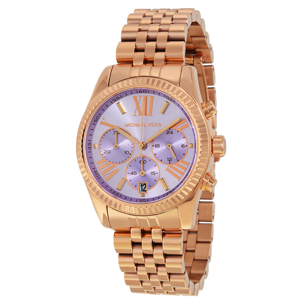 Michael Kors Lexington Chronograph Purple Dial Rose Gold-tone Ladies Watch MK6207 - BigDaddy Watches