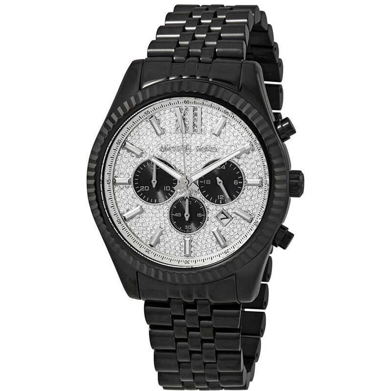 Michael Kors Lexington Chronograph Silver Crystal Pave Dial  Men's Watch MK8605 - BigDaddy Watches