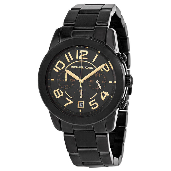 Michael Kors Mercer Chronograph Black Dial Black-plated Ladies Watch MK5858 - BigDaddy Watches