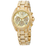 Michael Kors Mini Bradshaw Gold Dial Crystal Pave Ladies Watch MK6494