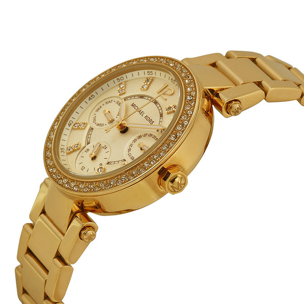 Michael Kors Mini Parker Champagne Glitz Dial Gold Ladies Watch MK6056