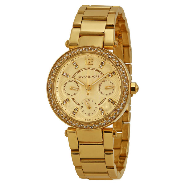 Michael Kors Mini Parker Champagne Glitz Dial Gold Ladies Watch MK6056