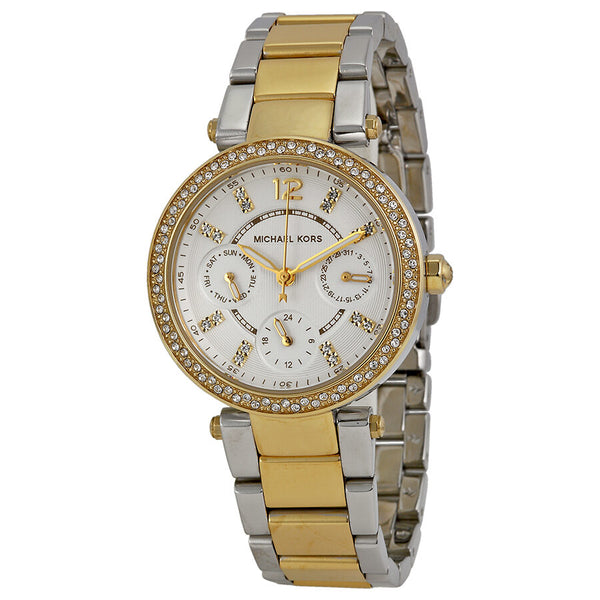 Michael Kors Parker White Glitz Dial Steel Ladies Watch MK6055