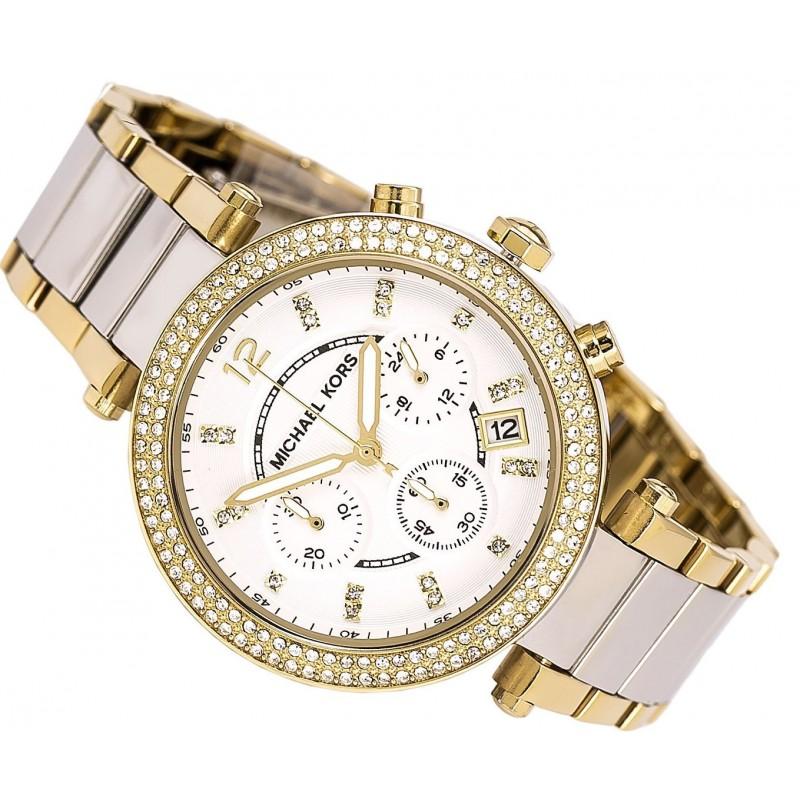 Michael Kors Parker Chronograph Silver Dial Two-tone Ladies Watch MK5687