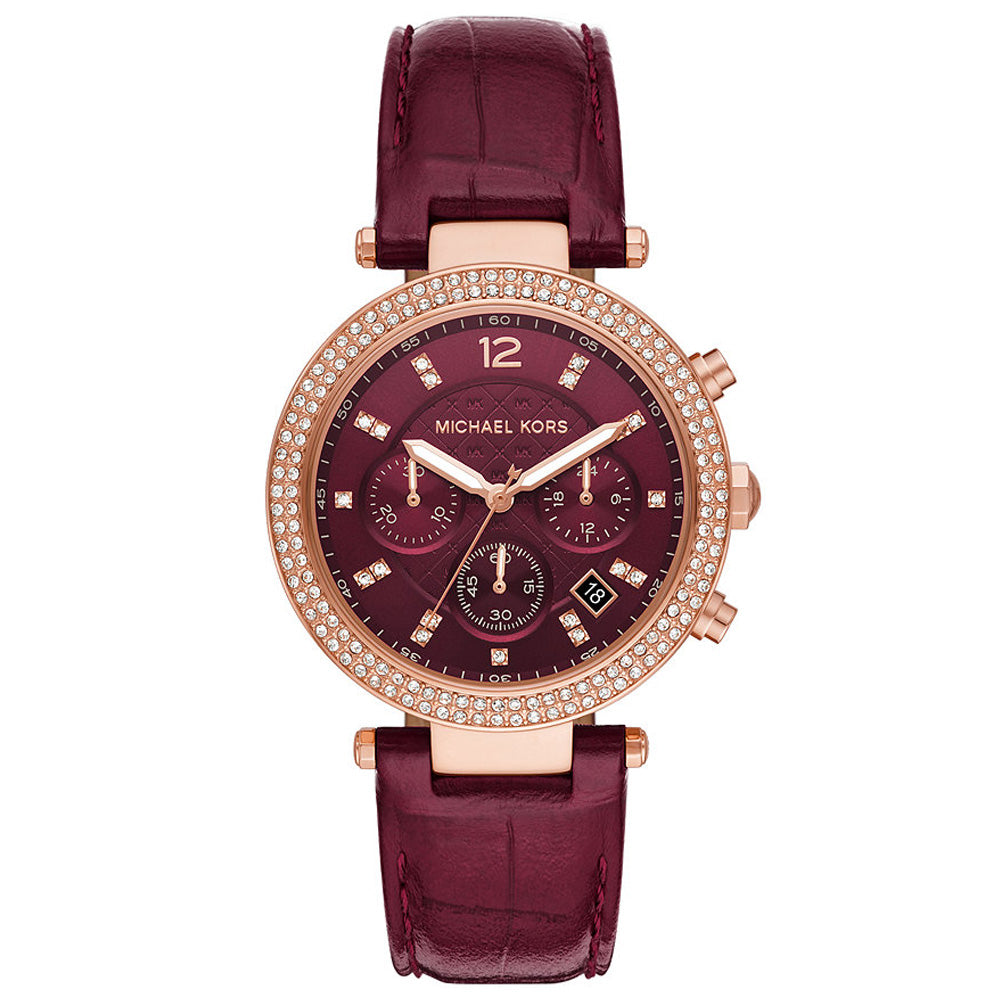 Michael Kors Parker Chronograph Quartz Crystal Red Dial Ladies Watch MK6986 - Watch