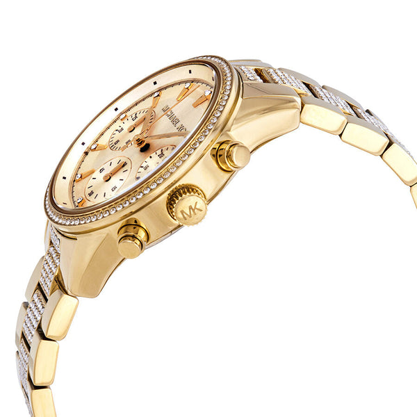 Michael Kors Ritz Pave Chronograph Crystal Gold Dial Ladies Watch MK6484 - BigDaddy Watches #2