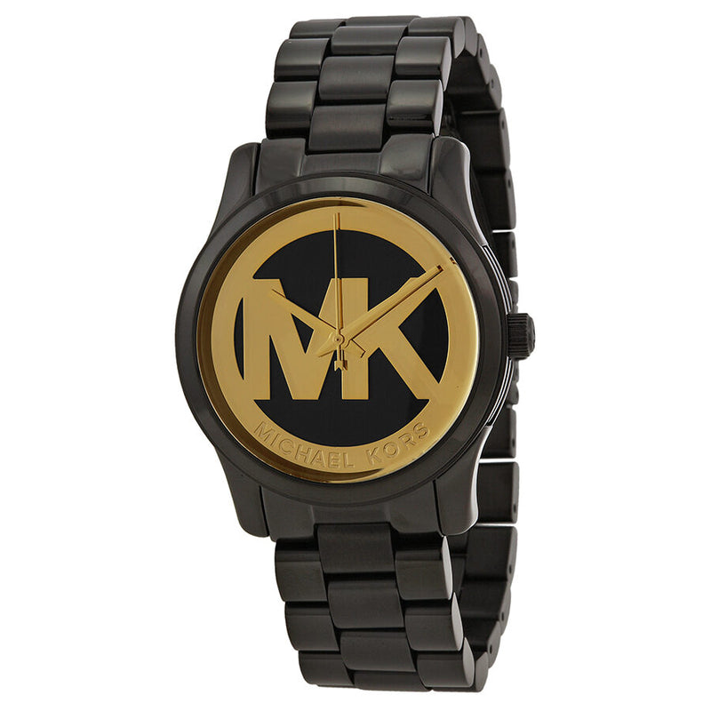 Michael Kors Runway Black and Gold Dial Black Ion-plated Ladies Watch MK6057 - BigDaddy Watches