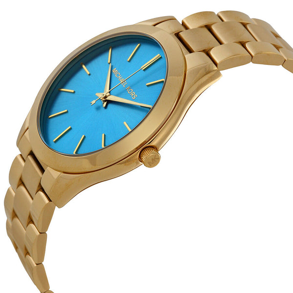 Michael Kors Slim Runway Gold Blue Dial Ladies Watch MK3265