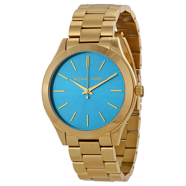 Michael Kors Slim Runway Gold Blue Dial Ladies Watch MK3265