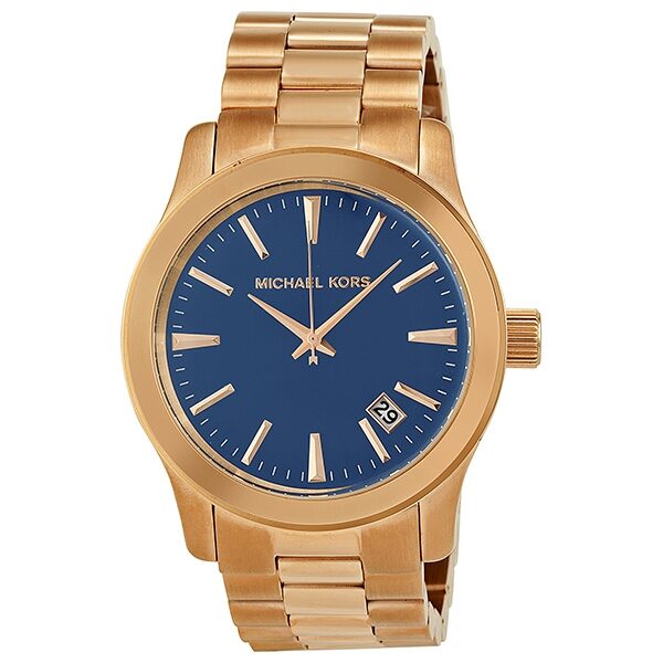 Michael Kors Runway Blue Dial Rose Gold-Tone Men's Watch MK7065 - BigDaddy Watches