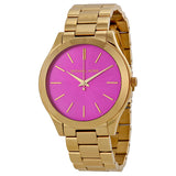 Michael Kors Slim Runway Gold Pink Dial Ladies Watch MK3264