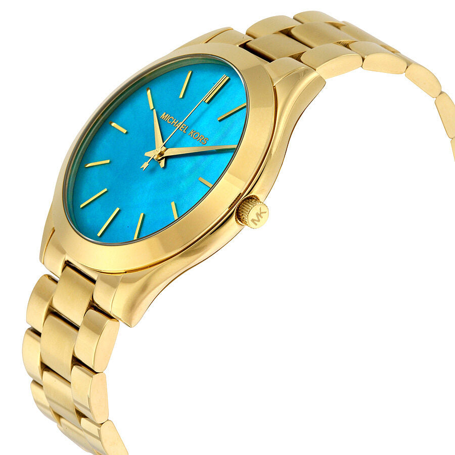 Michael Kors Slim Runway Blue Mother of Pearl Dial Ladies Watch MK3492