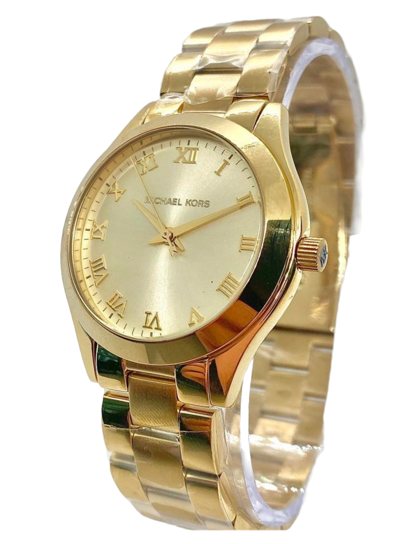 Michael Kors Slim Runway Gold Tone Dial Ladies Dress Watch MK3456 - Watch